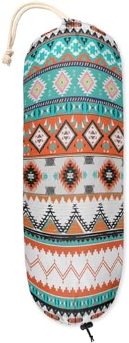Pardick Plastic Bag Holder, Boho Aztec Western Grocery Bag Holder for Shopping Bags, Wall Mount Plastic Bag Storage Organizer Dispenser, Storage Holder for Home Kitchen Camper,A-16