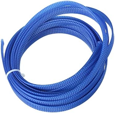 Bettomshin 1Pc 16.4Ft(5m) Cable Management Sleeve, 3/8"(10mm) Width PET Blue Cord Protector, Wire Loom Tube Insulated Split Sleeving for USB Cable Power Cord Organizer Video Cable Hider