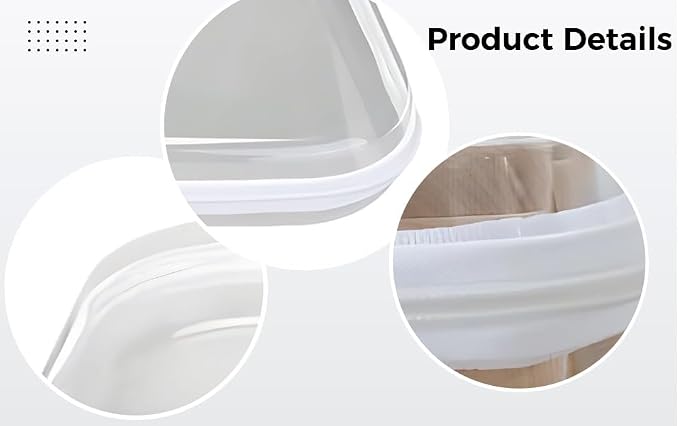 Extra Large Hard Plastic Storage Box, Clear Stackable PET Organizer Container, 13.8 x 12.2 x 2 in, 35 x 31 x 5 cm, with Zipper and Label Stickers, for Playthings, Toiletries, Cosmetics