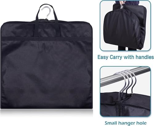 KIMBORA 43" Suit Bags for Closet Storage and Travel, Gusseted Mesh Hanging Garment Bags for Men Suit Cover With Handle for Clothes, Coats, Jackets, Shirts（3 Packs，Black）