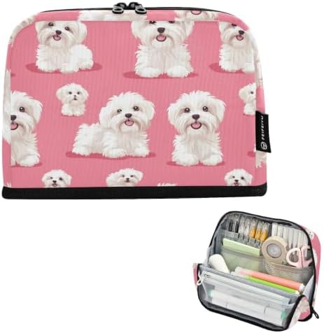 Maltese Dogs Pencil Case for Kids Girls Boys | Large Pencil Pouch Pen Bag Holder with Big Capacity