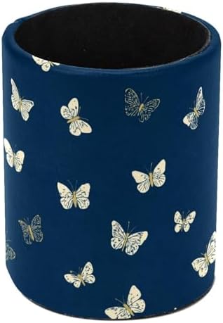Faux Leather Pen Holder for Desk, Pencil Organizer Butterfly Pen Cup Desk Decor Makeup Brush Holder Storage for Office Home