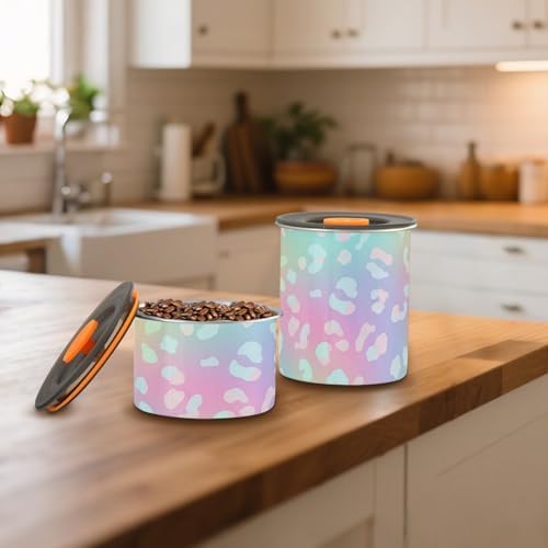 Colorful Polka Dot Pattern Coffee Canister with Lid Airtight Food Storage Containers 17oz Stainless Steel Canisters Kitchen Food Organizer for Beans, Cereal, Pasta, Flour, Sugar, Snacks