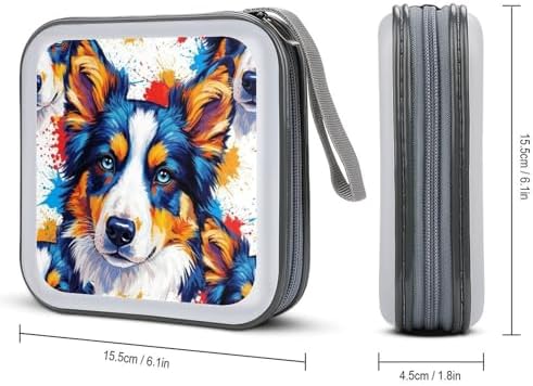 DVD Storage Binder for 40 Discs German Shepherd Dog, Hard Shell Protective Wallet with Handle, Portable CD Organizer for Car Travel