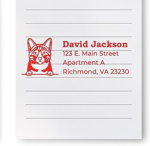 Arabian Mau Duo Hand Stamp, Cat Return Address Stamp, Personalized Seal for Cat Lovers, Crafters, Envelopes, Wedding Invitations, Home Office