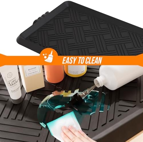 Rubber Boot Tray, Shoe Trays for Entryway, Versatile Boot Mat Tray with Raised Edge, 27.5"x16" Rubber Mat for Shoe Organizer Indoor/Outdoor Use