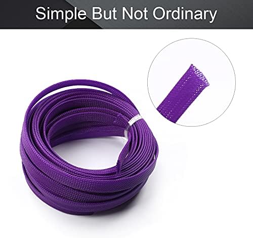 Bettomshin 1Pc 32.8Ft(10m) Cable Management Sleeve, 1/2"(12mm) Width PET Purple Cord Protector, Wire Loom Tube Insulated Split Sleeving for USB Cable Power Cord Organizer Video Cable Hider