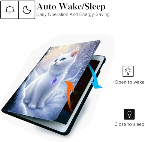 for Microsoft Surface Pro X/Pro X Plus-13 2019/2020/2021/2024 Tablet Case,Auto Wake/Sleep,Adjustable Stand Protective Cover - White Cat