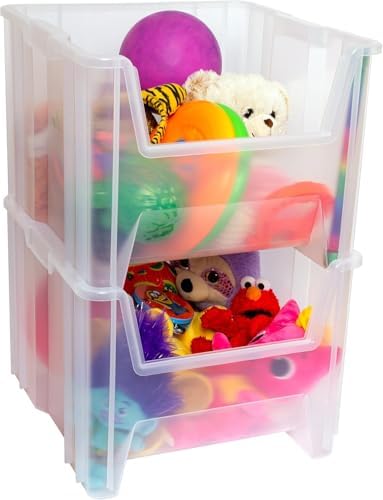 Akro-Mils Stak-N-Store Stackable Storage Bins, 17.5"x16.5"x12.5", Clear 2Pk
