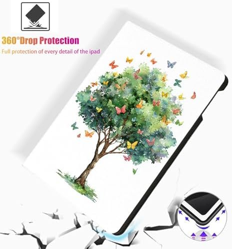 for Microsoft Surface Go 4/3/2/1-10.5" 2021 Tablet Case,Auto Wake/Sleep,Adjustable Stand Protective Cover - Watercolor Butterfly Tree
