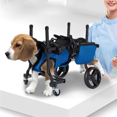Adjustable Dog Wheelchair for Rear Legs Pet li Aid Lightweight Small Mum Cart for Dogs(Blue)