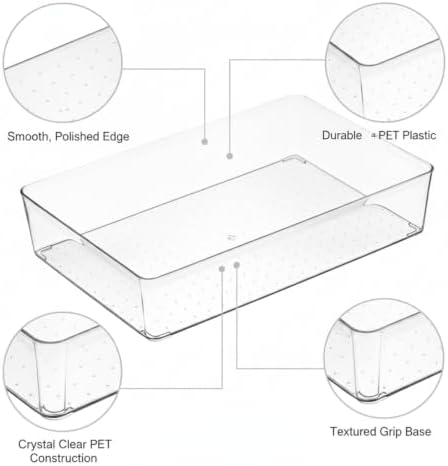 3.78 x 3.78 x 2.44 Inch Transparent PET Partition Storage Box, Drawer Organizer Bin for Office Supplies and Small Items