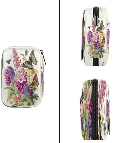 Pill Organizer Box Retro Flowers Butterfly 7-Day Weekly Medicine Pill Case Travel Pill Container Portable Pill Holder Storage Purse Bag Small Compact Size for Vitamin Supplement Birth Control