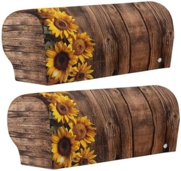 Sofa Arm Covers for Couch Wooden Sunflower Arm Chair Covers Scratch-Resistant Sofa Arm Covers Protect Anti-Slip Furniture Protector Set of 2