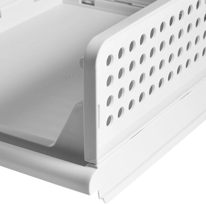 This Versatile Stackable Foldable Closet Clothing Storage with Drawer Shelves for Bedroom Kitchen Living Room Bathroom - White (4-Tier H-14cm + 3-Tier H-14cm)