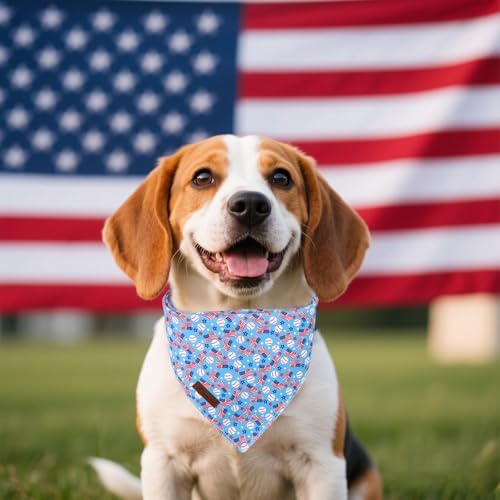 4th of July Dog Bandana, Patriotic Puppy Bandana for Small Medium Dog, Cotton American Flag Pet Triangle Bid Scarf Kerchief for Girl Boy Dogs or Cats