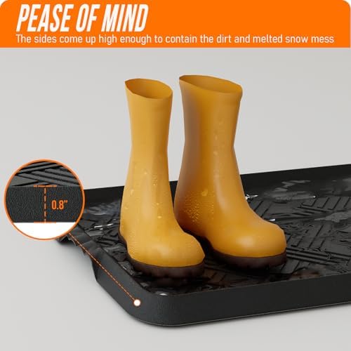 Rubber Boot Tray, Shoe Trays for Entryway, Versatile Boot Mat Tray with Raised Edge, 27.5"x16" Rubber Mat for Shoe Organizer Indoor/Outdoor Use