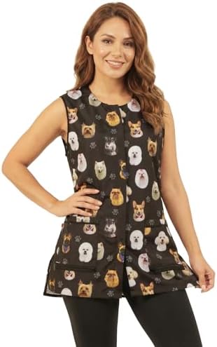 Ladybird Line 706 Dog Bread Design Unisex Waterproof Pet Grooming Vest, Hair Bleach Resistant, Covered Zipper, Mesh Back