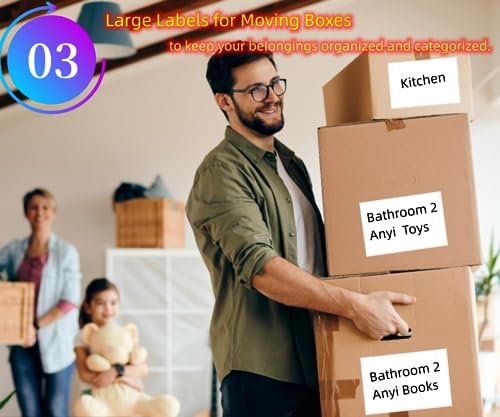100 4" x 6" Organizing Labels for Storage Bins White Blank Large Label | Organization Name Stickers for Containers Box Bin Kitchen Storage, Moving Shipping Packing , Proof-Water/Oil, Sticky