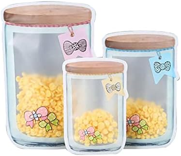 45 Pieces Reusable Mason Jar Zipper Bags Refrigerator Organizer Standup Airtight Seal Saver Bags for Seeds Candy Biscuits Spices (15L 15M 15S)
