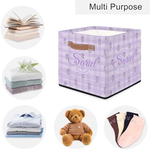 Tulip Storage-Basket Customized Collapsible Baby Keepsake-Box Organizer-Bins as Gifts for Girls Boys Baby Adults Cubes Storage-Box Print Name on It