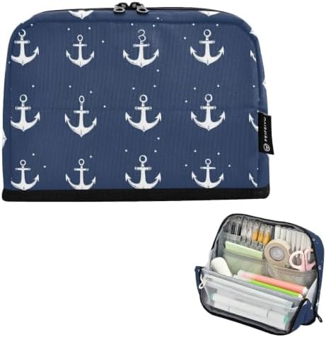 Small White Anchor Pencil Case for Kids Girls Boys | Large Pencil Pouch Pen Bag Holder with Big Capacity