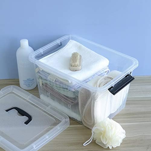 Farmoon 12 Quart Clear Storage Bin, Plastic Stackable Box with Lid, 1 Pack