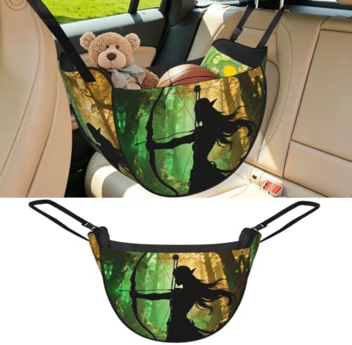 Elf Archer Bow Car Seat Organizer-Backseat Storage Bag for Travel | Waterproof Durable. Holds Snacks Gear Essentials. Fits Most Cars.