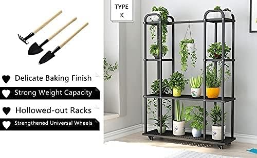 Large Metal Plant Stand with Wheels for Indoor Plants 39.4X11.0X56.3 inches Display Stand Movable Metal Plant Stand for Garden Patio Home Decor Easy to Install. (Color : Black)