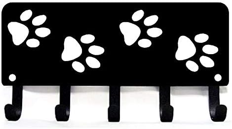 Walking Paws Key Rack Dog Leash Organizer - Large 9 inch | Made in USA. 5 Hooks. Wall Mounted