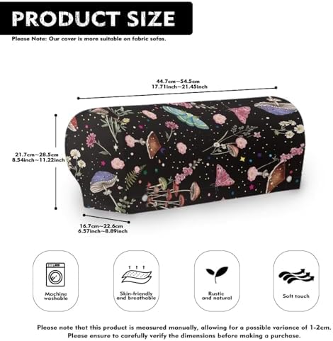 Mushroom Couch Arm Covers Soft Arm Chair Covers for Arms Recliner Headrest Protector 2pcs Stretch Fabric Sofa Armrest Covers
