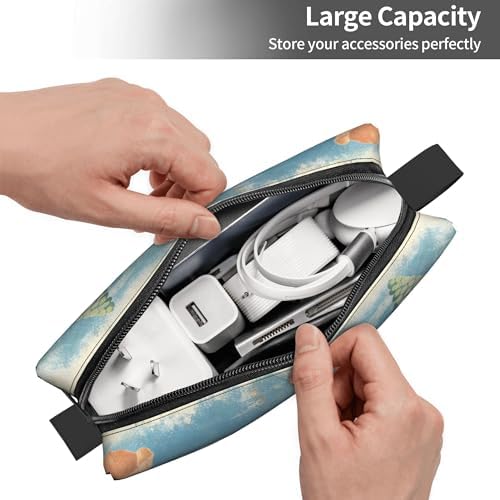 Vintage Floral Garden Makeup Bag for Women with Wrist Strap | Durable 600D Oxford Fabric Cosmetic Organizer,Compact Travel Pouch with Handle for Gym & Daily Use