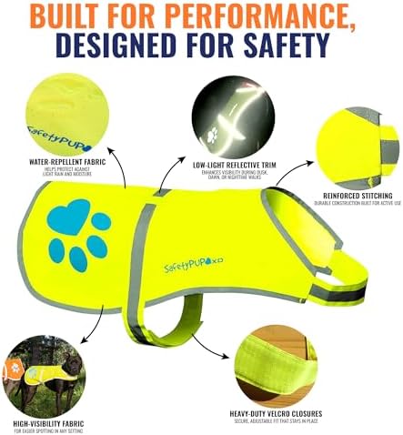 Reflective Dog Vest, Hi Vis Safety Gear for Low-Light Morning & Night Walks