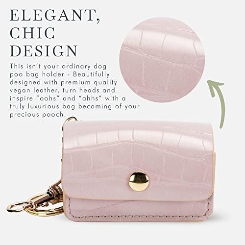 Nina Woof Leather Poop Bag Holder- Versatile Vegan Leather Waste Bag Holder for Dog Poop, Accessories, & Leash, Reusable Pet Waste, Trash, Pet Diaper & Poop Bags Small Pouch Holder (Lilac)