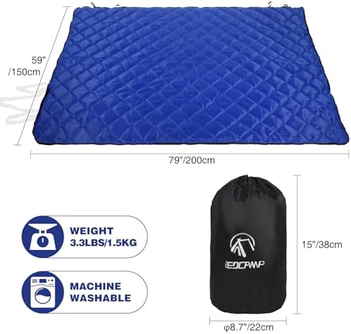 REDCAMP Large Camping Blanket with Sherpa Lining, Blue 79"x59" | Cold Weather Warm Thick Outdoor Blanket Comfy Foldable & Windproof for Camping Stadium,Car,Picnics,Pet,Trip,Machine Washable