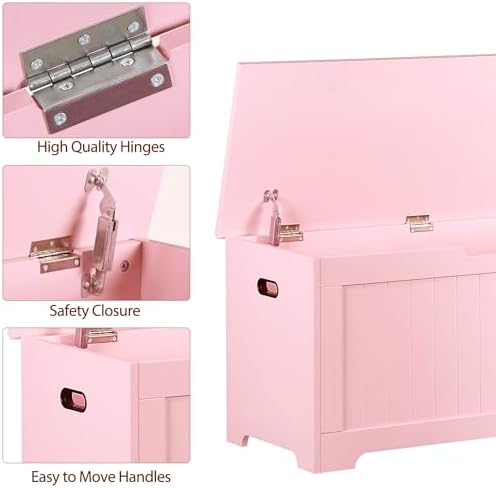Wooden Storage Chest,30/40 Inch Storage Trunk w/2 Safety Hinges, Storage Bench, Modern Lift Top Chest Box Organizer (Pink, 40 Lx 15.7 W x19 H Inch)