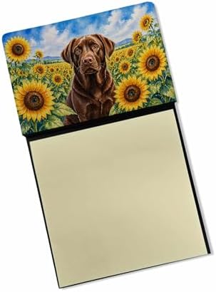 Caroline's Treasures Labrador Retriever in Sunflowers Watercolor Sticky Note Holder Refillable Dispenser Desk Accessory 3x3 Pad Gift