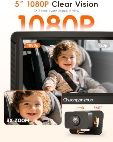 1080P Baby Car Camera with HD Night Vision, 3X Zoom, USB/12V Powered, S100C