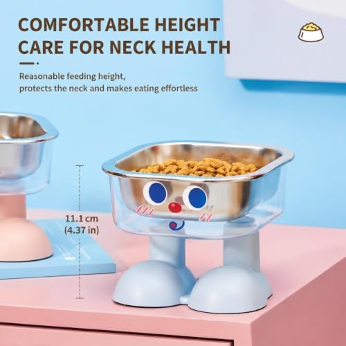 Elevated Pet Bowl Set, Double Stainless Steel Feeding Station for Cats & Small Dogs, Ergonomic Raised Food and Water Feeder with Anti-Spill Guard, Minimalist Design(Pink)