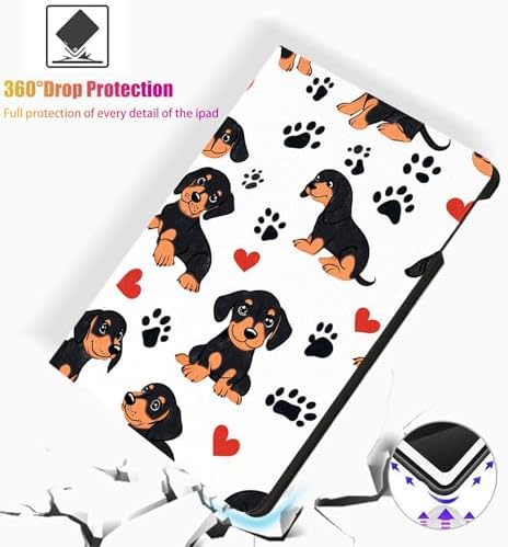 for Microsoft Surface Go 4/3/2/1-10.5" 2021 Tablet Case,Auto Wake/Sleep,Adjustable Stand Protective Cover - Cute Pet Dog Black Dachshund