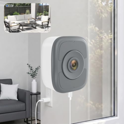 5MP 3K Window Camera, Included 32GB SD Card, Full Color Night Vision, AI Human & Vehicle Detection, 2.4GHz & 5GHz Dual Band WiFi6, No Drill Magnetic Mount, 24/7 Recording