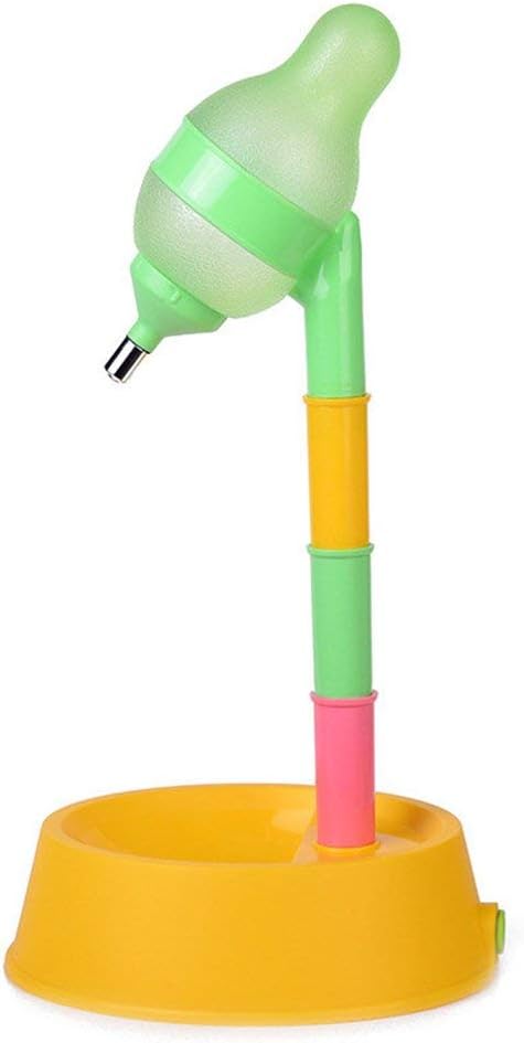 DELIFUR Pet Standing Water Dispenser Adjustable Cat Dog Drinking Water Dispenser Bowl with Detachable Pole Automatically Feeding Water (Yellow)
