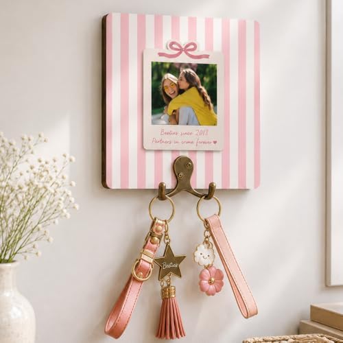 Personalized Friends Key Holder for Wall, Home Decor Gift For Besties | Personalized Decorative Key Hooks, Hallway Decor for Entryway, Keyholders for Wall, Custom Gift for Friends Family