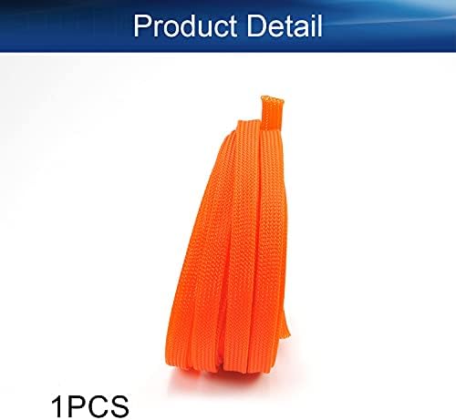 Bettomshin 1Pc 16.4Ft(5m) Cable Management Sleeve, 3/8"(10mm) Width PET Orange Cord Protector, Wire Loom Tube Insulated Split Sleeving for USB Cable Power Cord Organizer Video Cable Hider