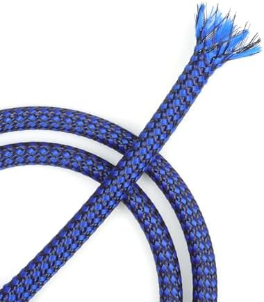 Expandable Braided Cable Sleeve, PP Yarn + PET Braided Expandable Sleeving Cable Management Protection High Density PET Wire Cover Sheath for Cables (Blue Black, 4mm (5/32")-19ft)