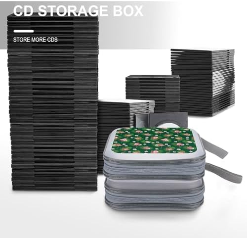 Portable DVD CD Organizer Wallet Flroal Palm Leaf Flamingo Green, 40-Capacity Hard Case with Strap, Protective Storage Binder for Car Home