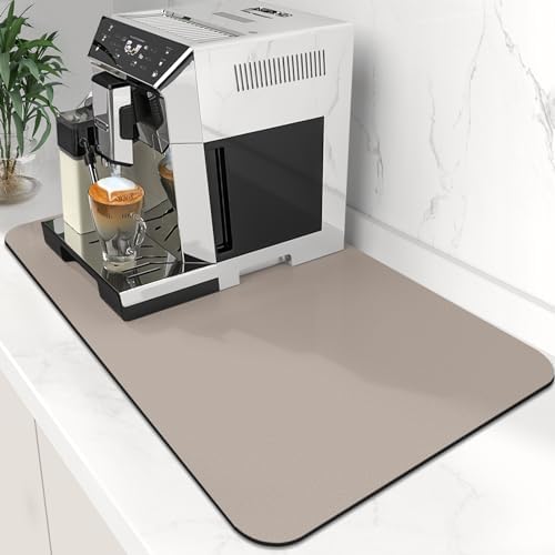 Coffee Mat Super Absorbent Dish Drying Mat Coffee Bar Mat 12"x 19", Khaki