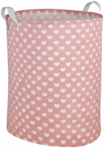 MAIZMZ Pink Laundry Basket Kids Hamper Storage Bins Girls Nursery Hamper Waterproof Organizer Toy Box Large Canvas Collapsible Chest for for Bedroom,Clothes Organizer Basket,Toys Bin,Room Decor