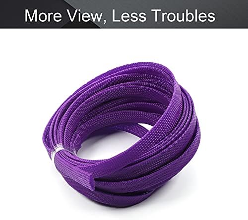 Bettomshin 1Pc 32.8Ft(10m) Cable Management Sleeve, 1/2"(12mm) Width PET Purple Cord Protector, Wire Loom Tube Insulated Split Sleeving for USB Cable Power Cord Organizer Video Cable Hider