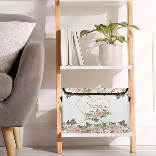 Flower Storage Bin with Lid Personalized Storage Baskets for Organizing Foldable Closet Organizers with Handles,Cute Basket for Boys Girls for Clothes Blanket Pet Dog Toy Basket Storage (2 Pack)